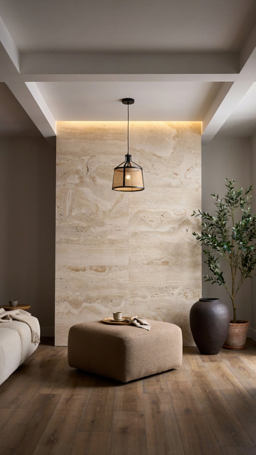 Travertine Slab Accent Wall