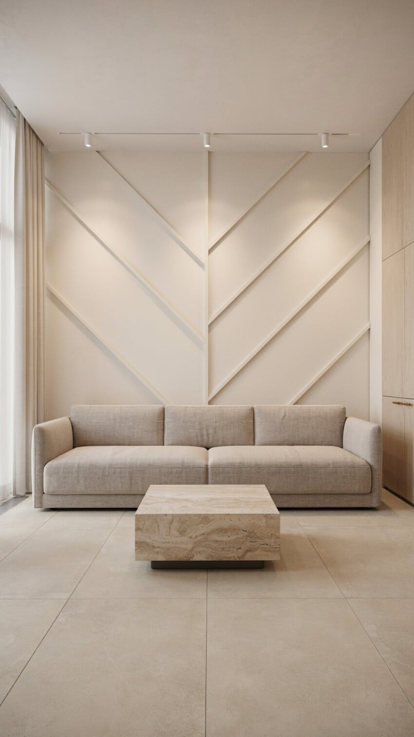 Diagonal Wood Trim Accent Wall
