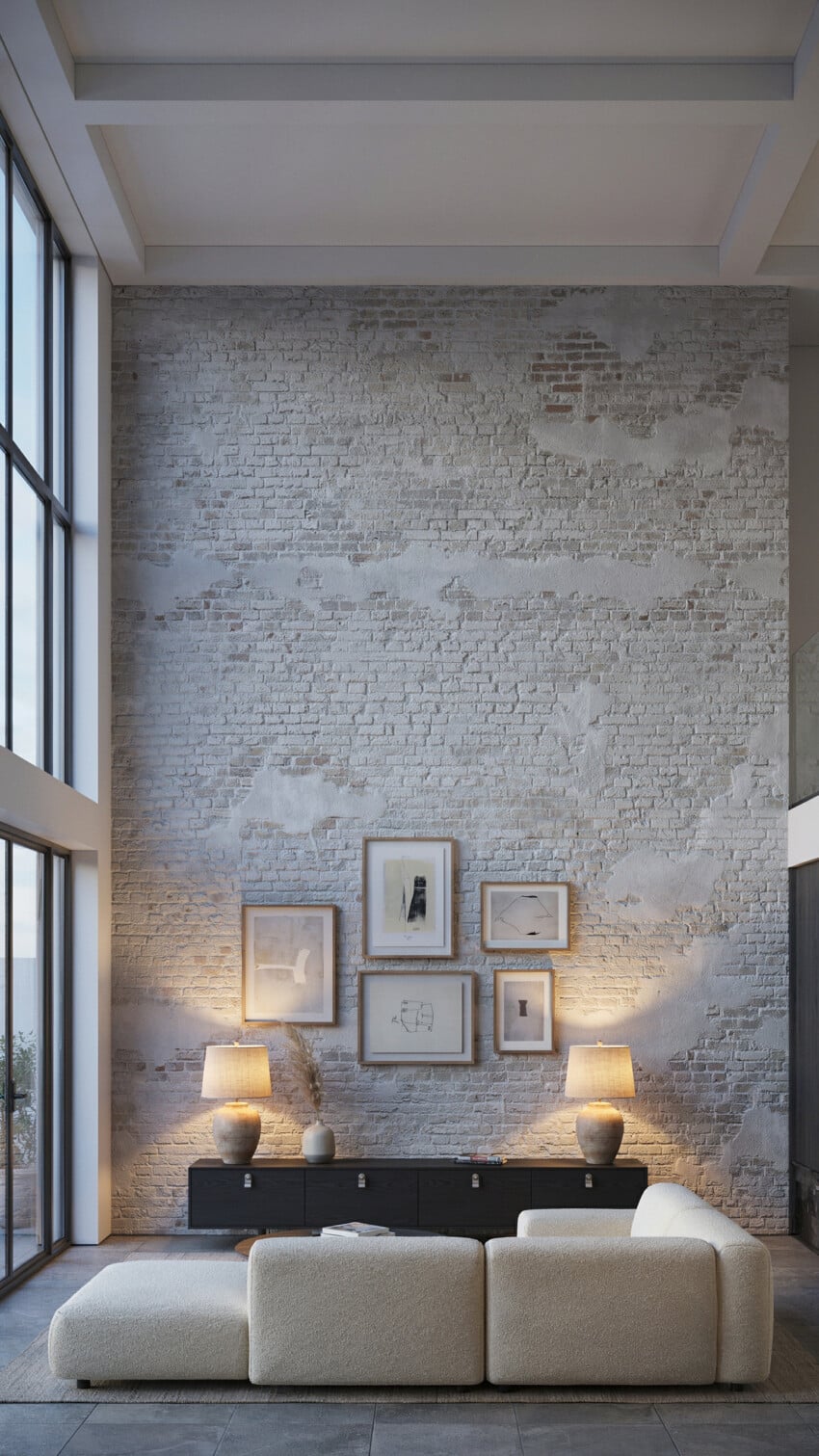 Whitewashed Brick Accent Wall