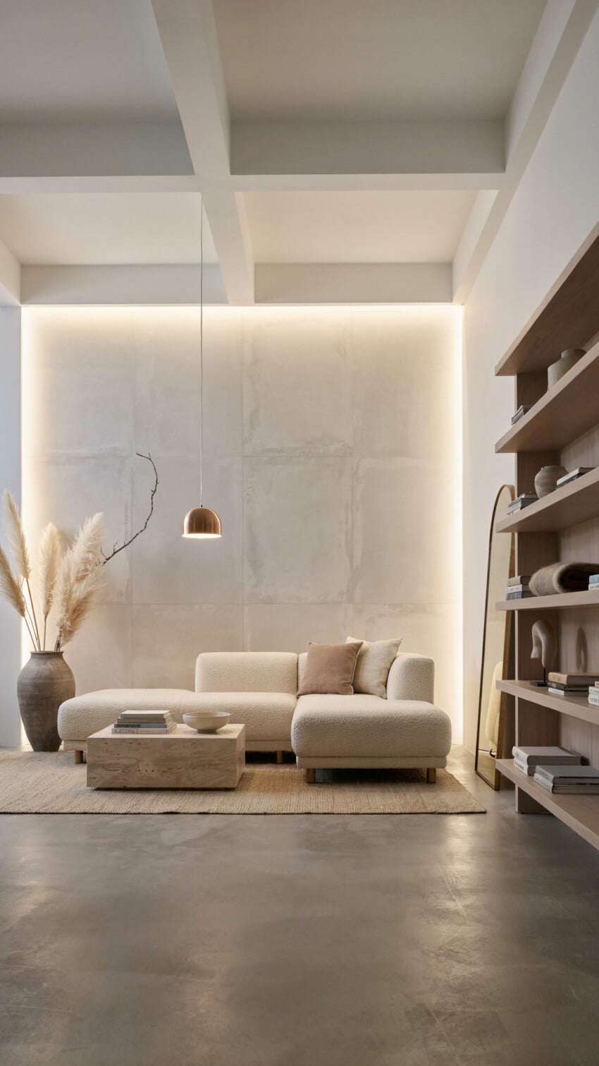 Large-Format Matte Porcelain Tile Accent Wall