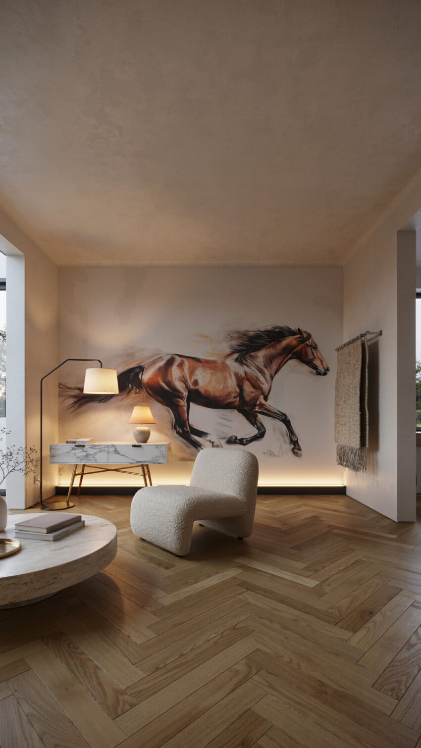 Running Horse Mural Accent Wall