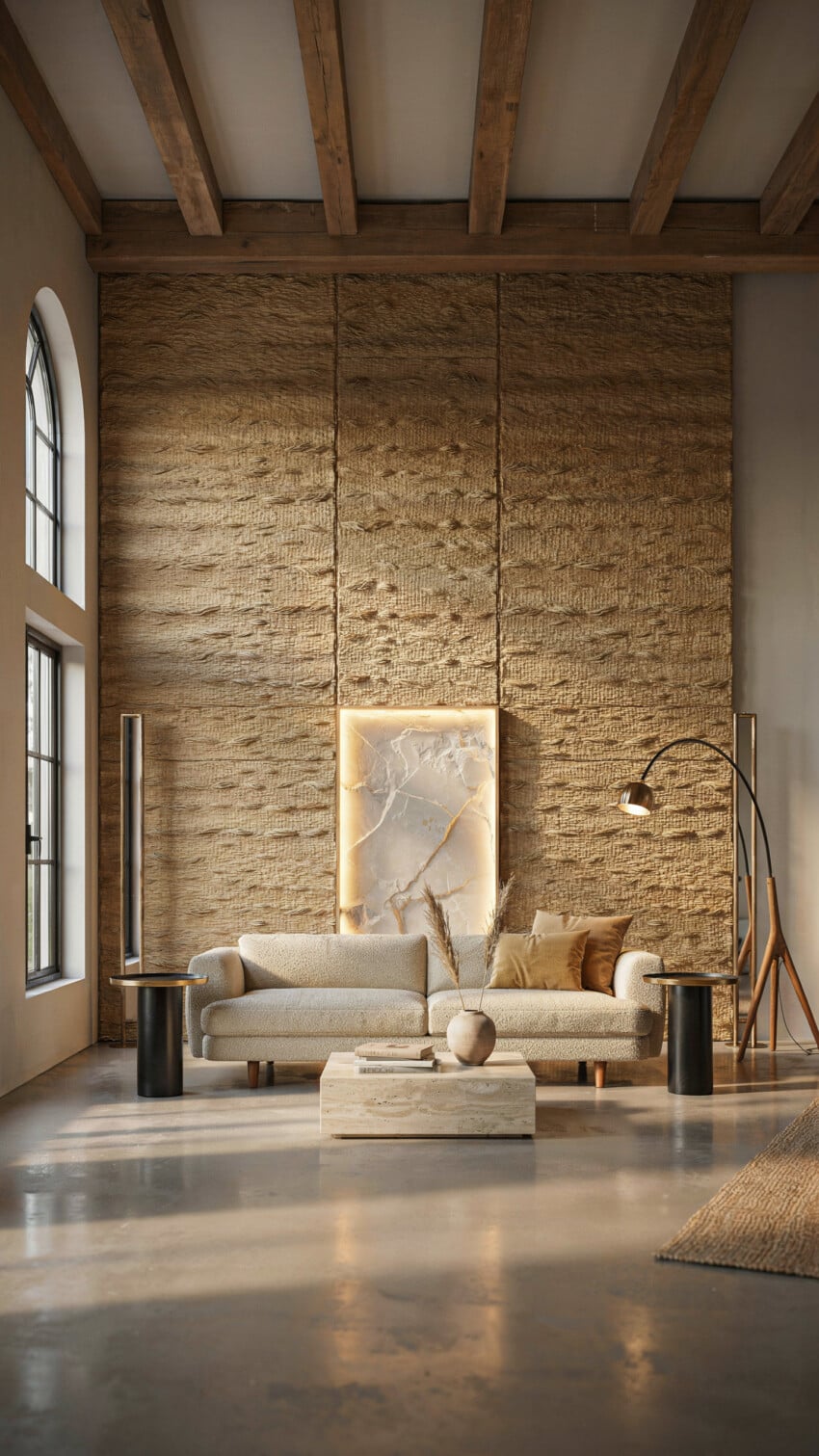 Woven Grass Cloth Wallcovering Accent Wall