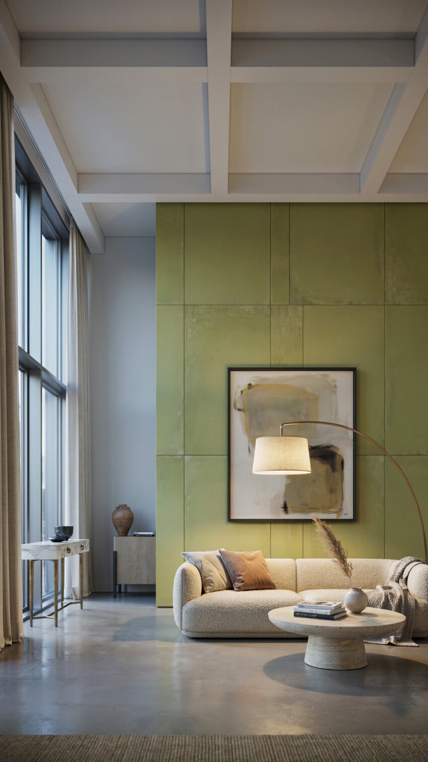 Lime Green Porcelain Tile Accent Wall