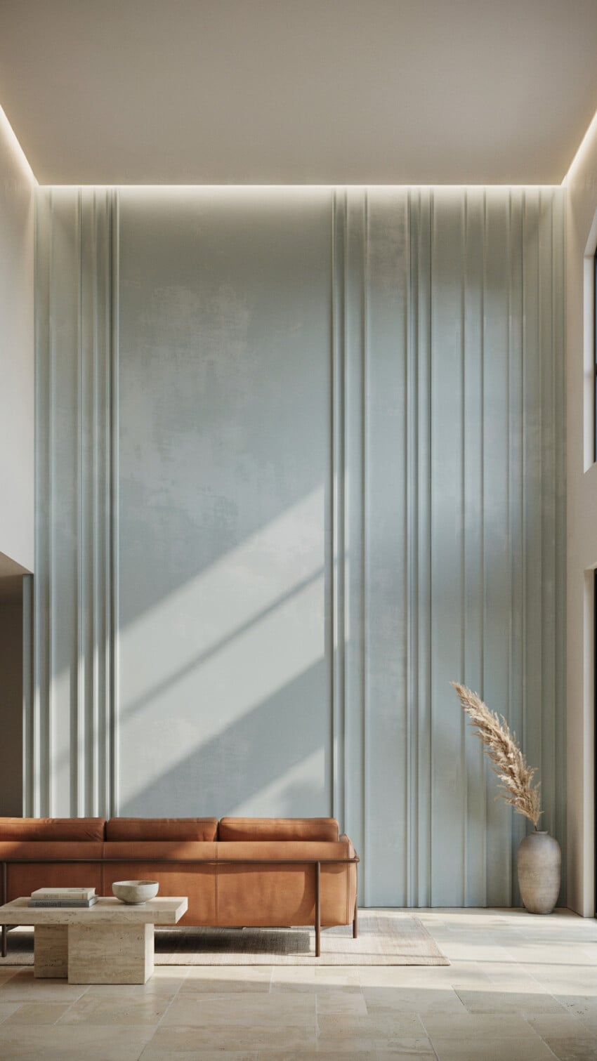 Scandinavian Style Limewash Plaster Accent Wall