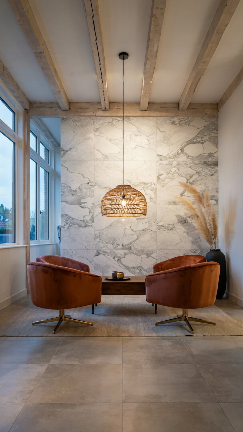 Izmir Ivory White Polished Tile Accent Wall