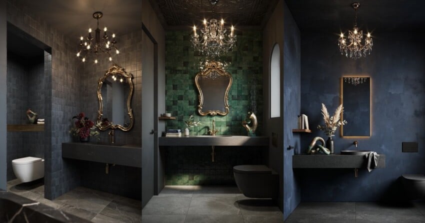 44 Dark Moody Powder Rooms That Will Transform Your Home Forever