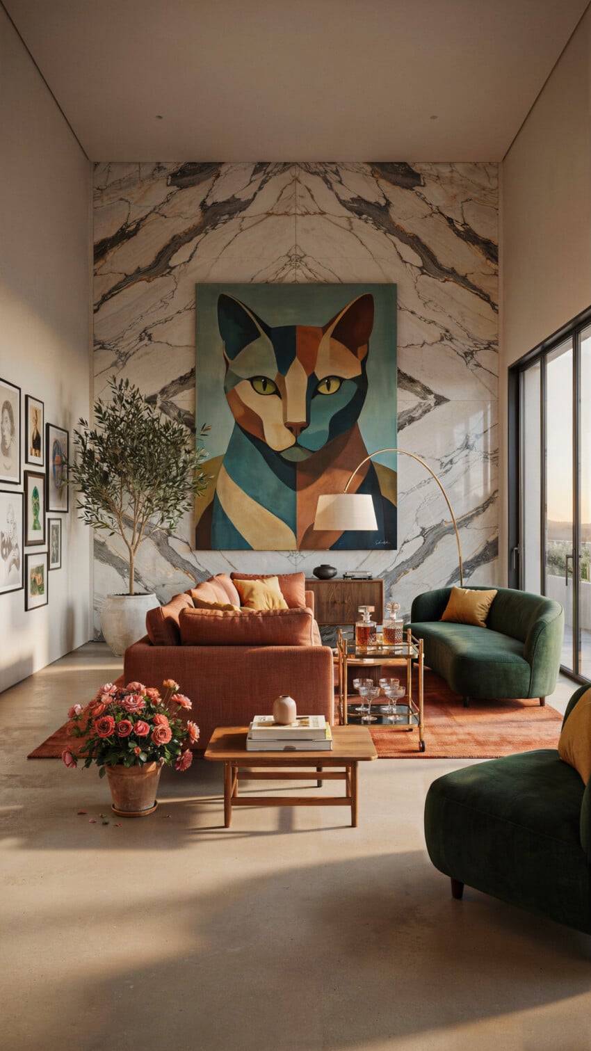 Cubist Cat Portrait Statement Art