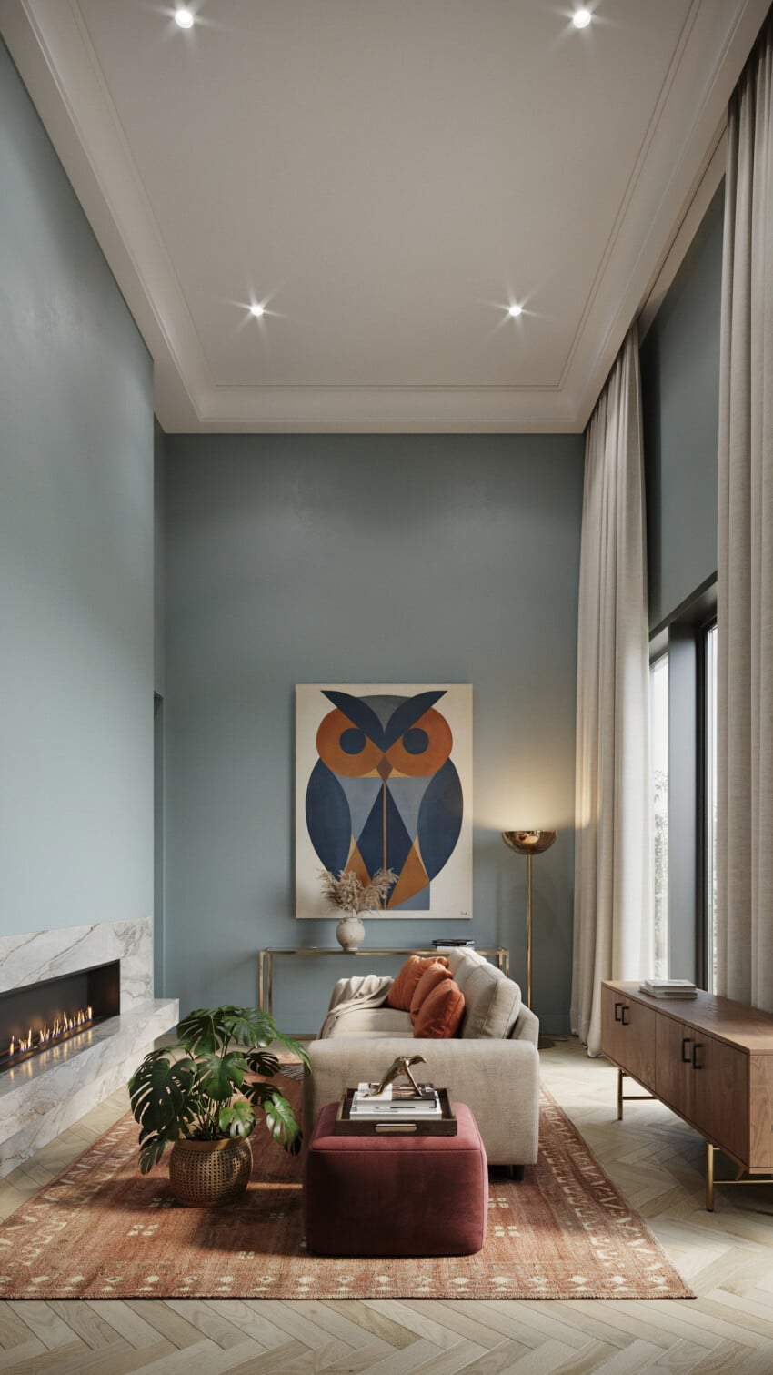 Abstract Geometric Owl Portrait Art