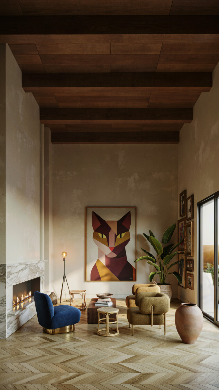 Geometric Polygonal Cat Portrait