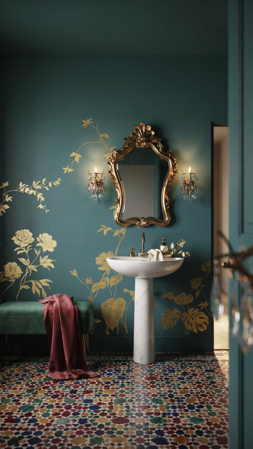 Teal Walls and Gold Chinoiserie Jewel Box