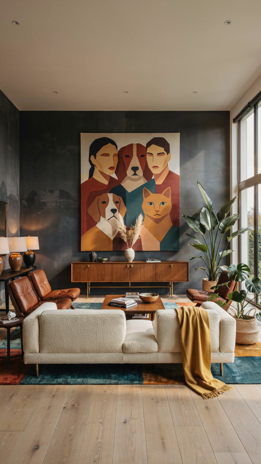 Abstract Family Portrait With Pets