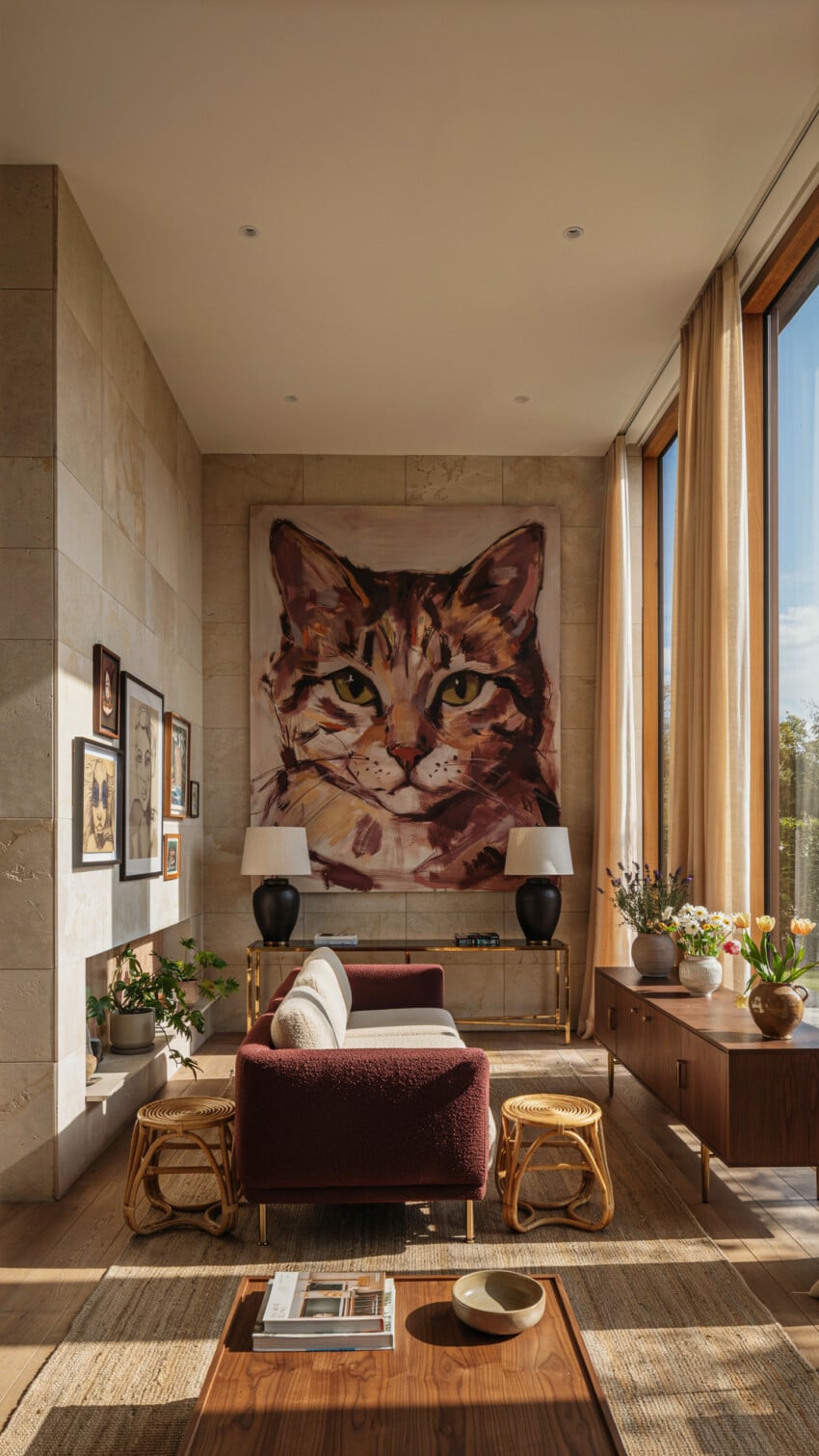 Oversized Abstract Cat Portrait Painting