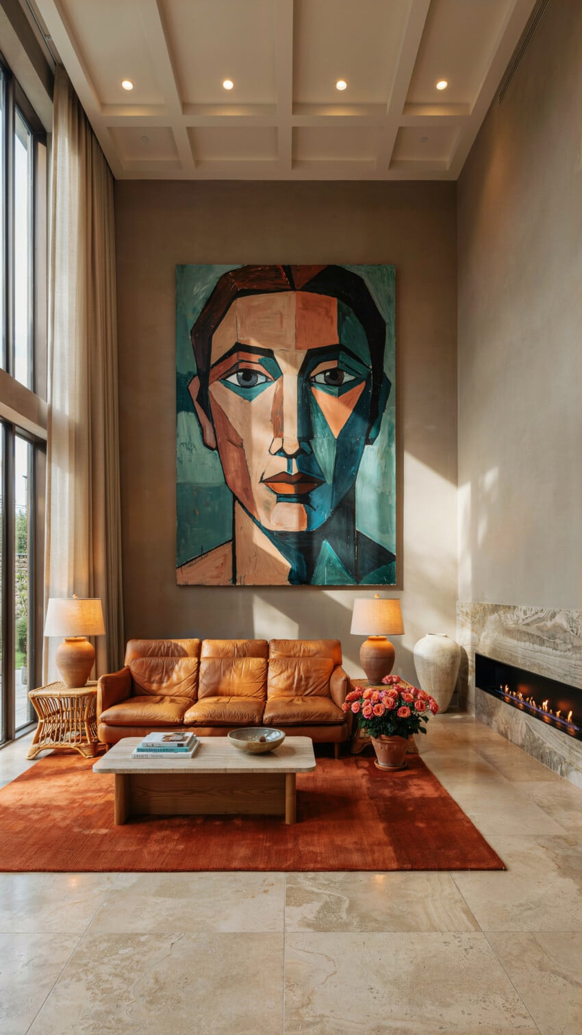 Cubist Family Portrait Above Sofa