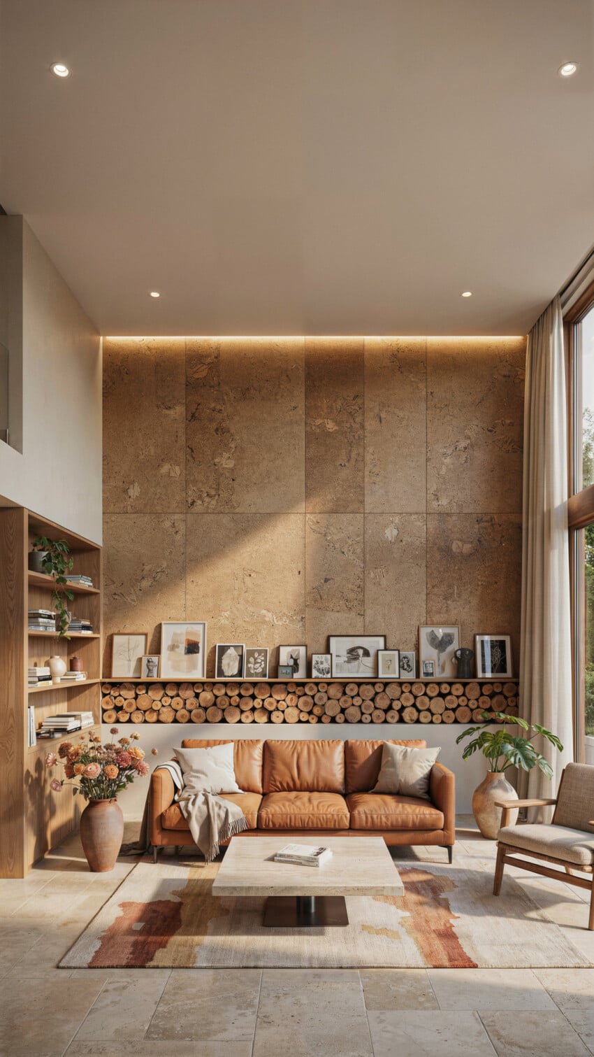 Small Living Room With Cork Accent Wall