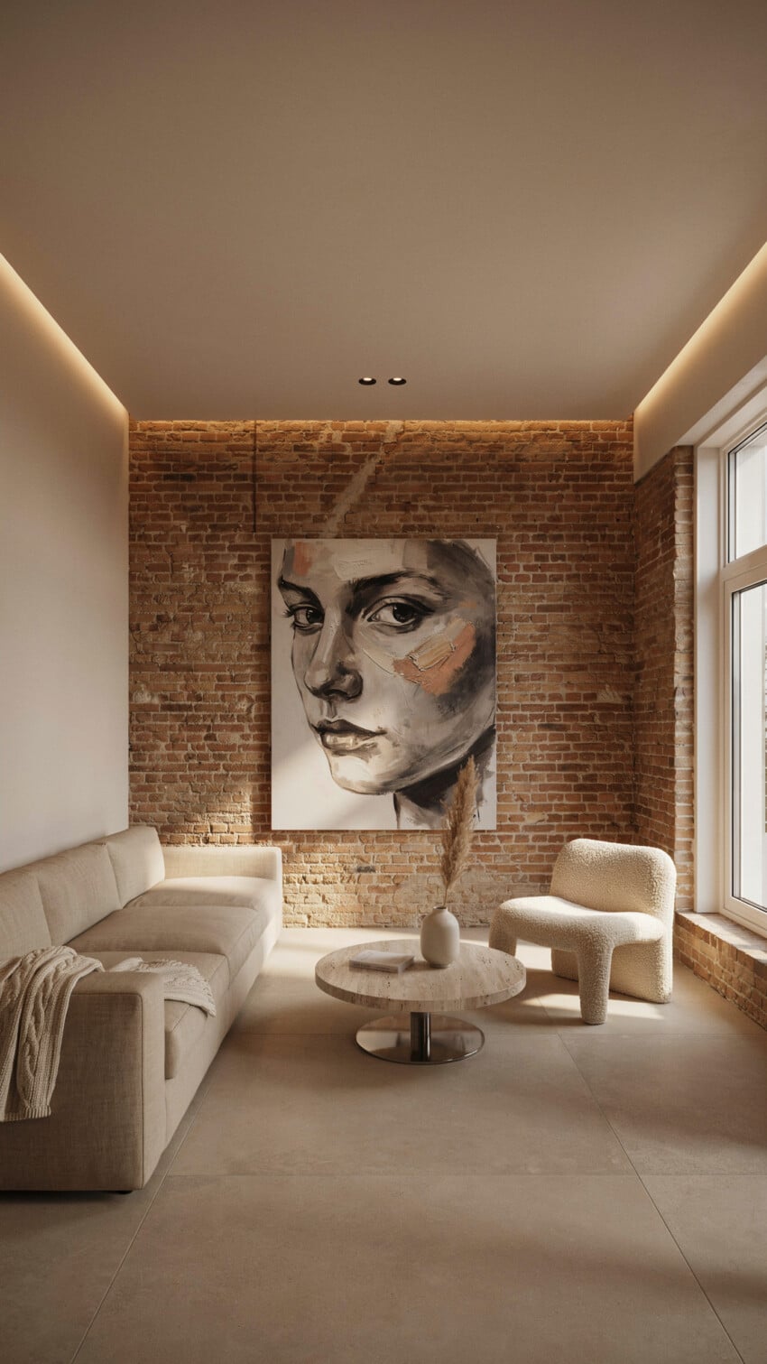 Abstract Portrait Painting On Brick Wall