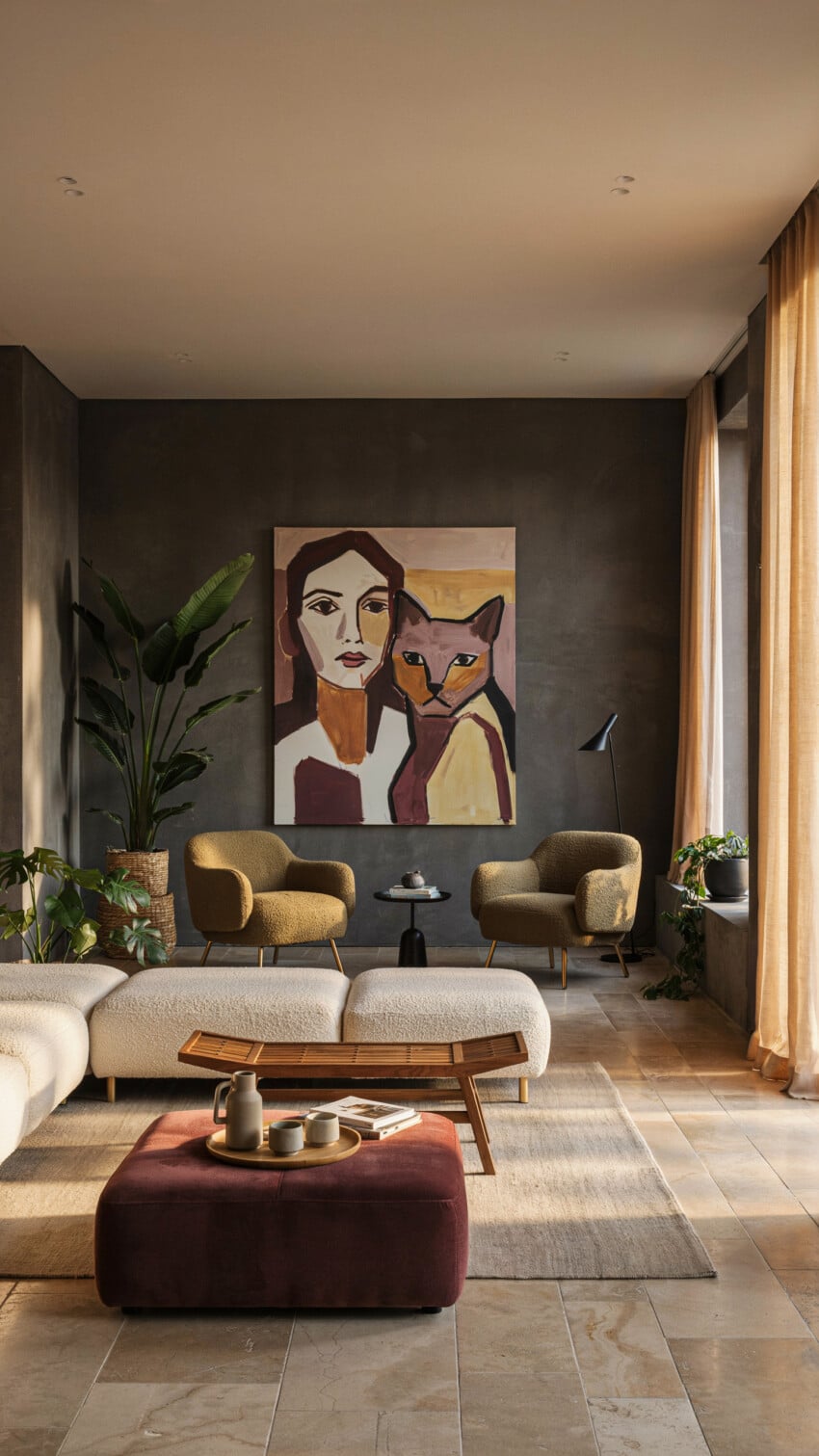 Abstract Woman and Cat Portrait