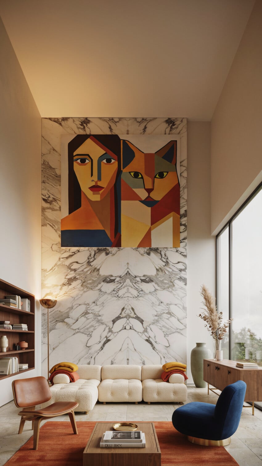 Woman and Cat Cubist Portrait