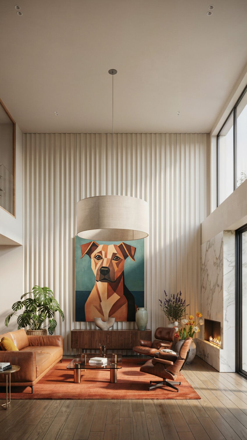 Geometric Cubist Dog Portrait Painting