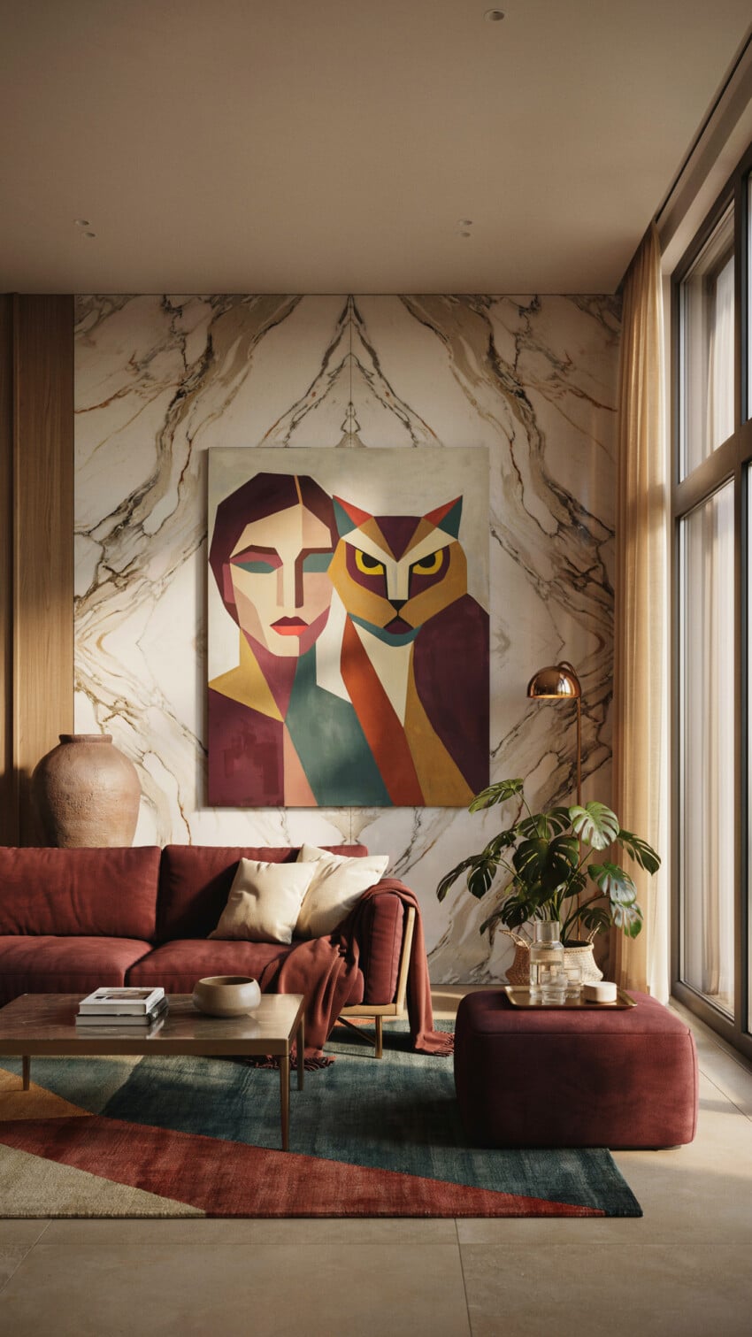 Woman and Owl Geometric Portrait