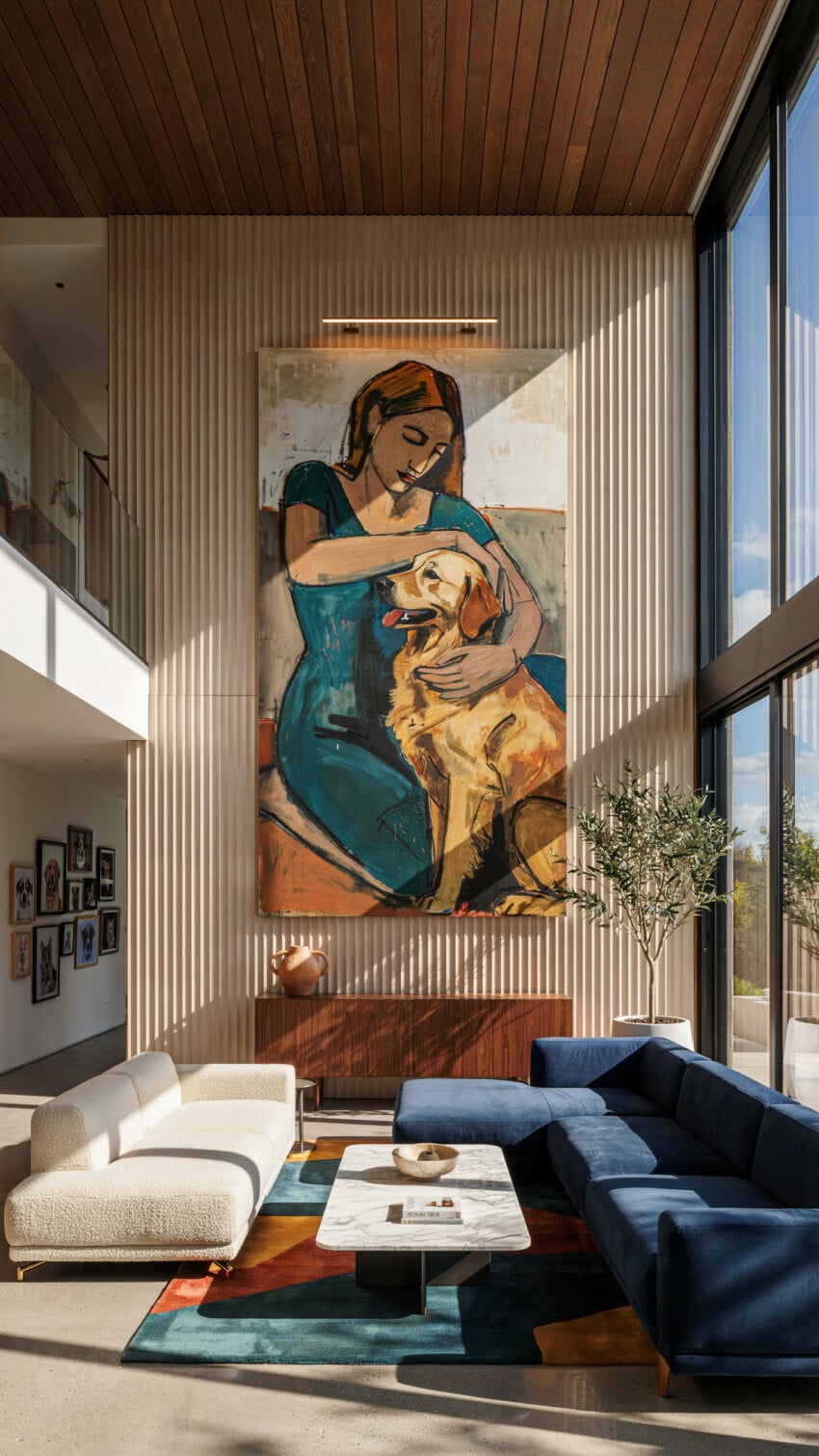 Woman and Golden Retriever Abstract Portrait