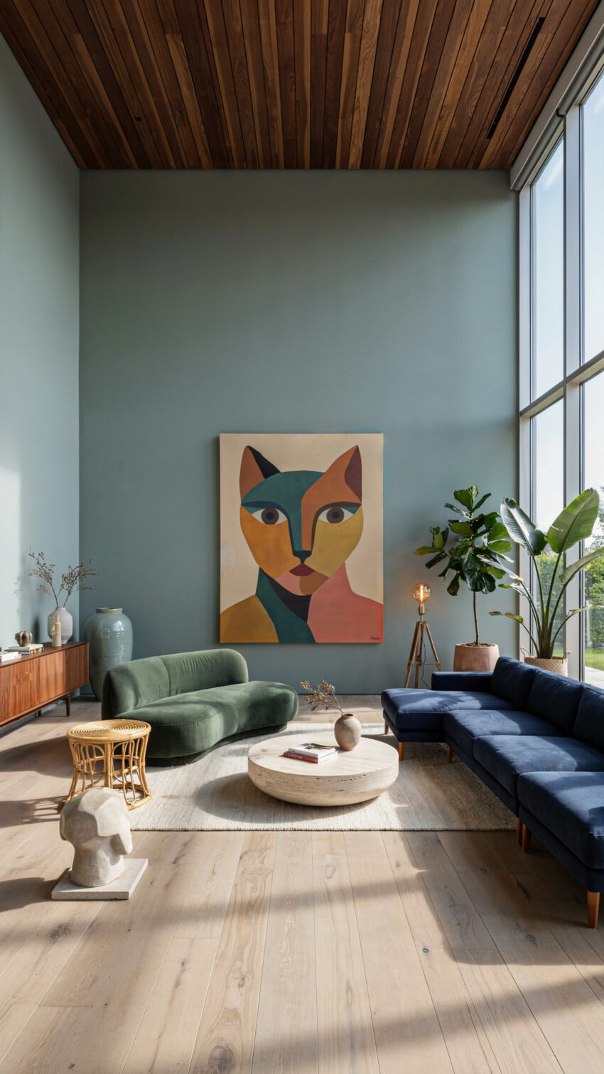 Cubist Abstract Cat Portrait Painting
