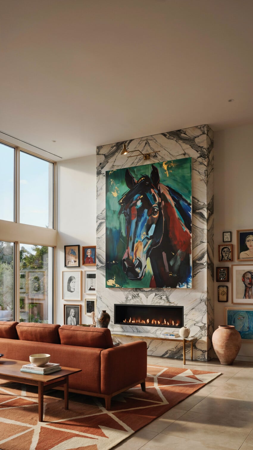 Abstract Horse and Portrait Gallery Wall