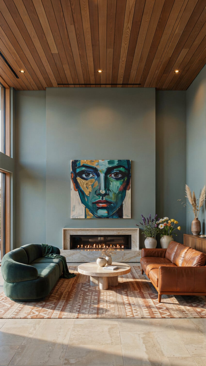 Abstract Face Portrait Above Fireplace