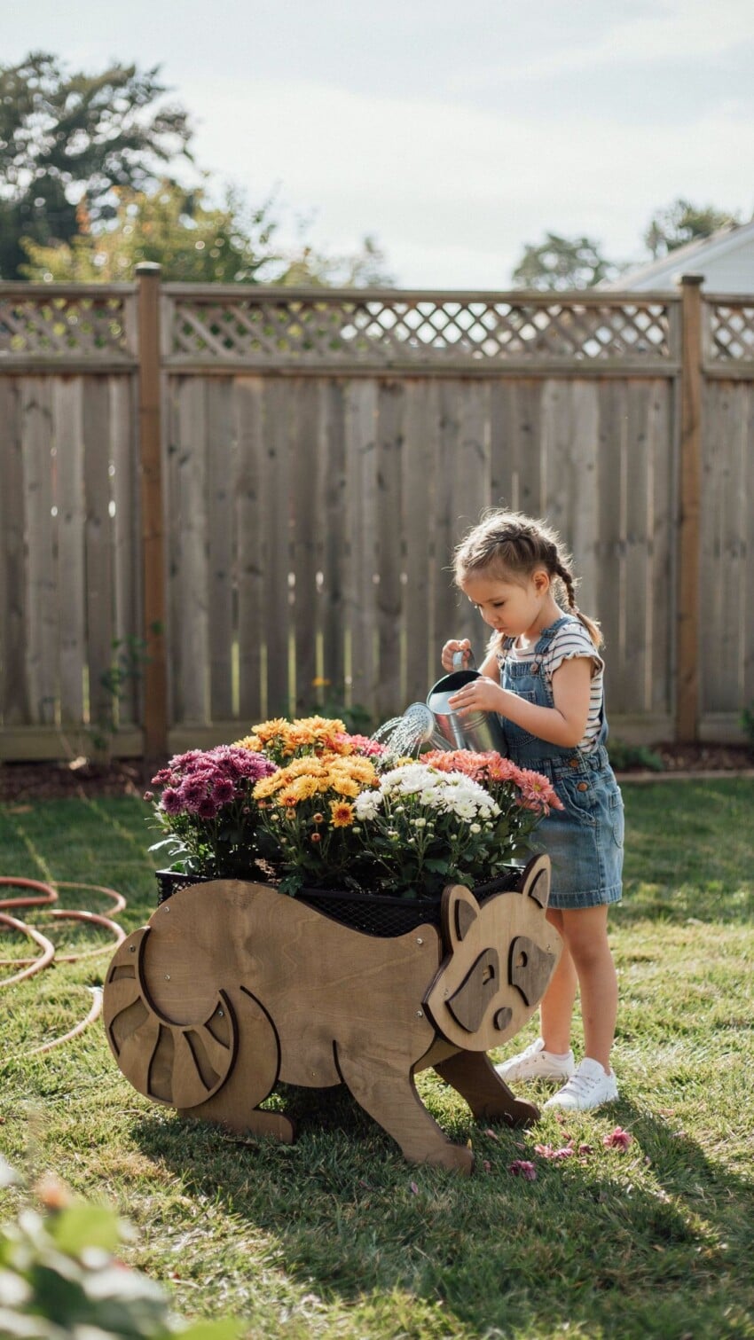 DIY Raccoon Wood Planter for Kids