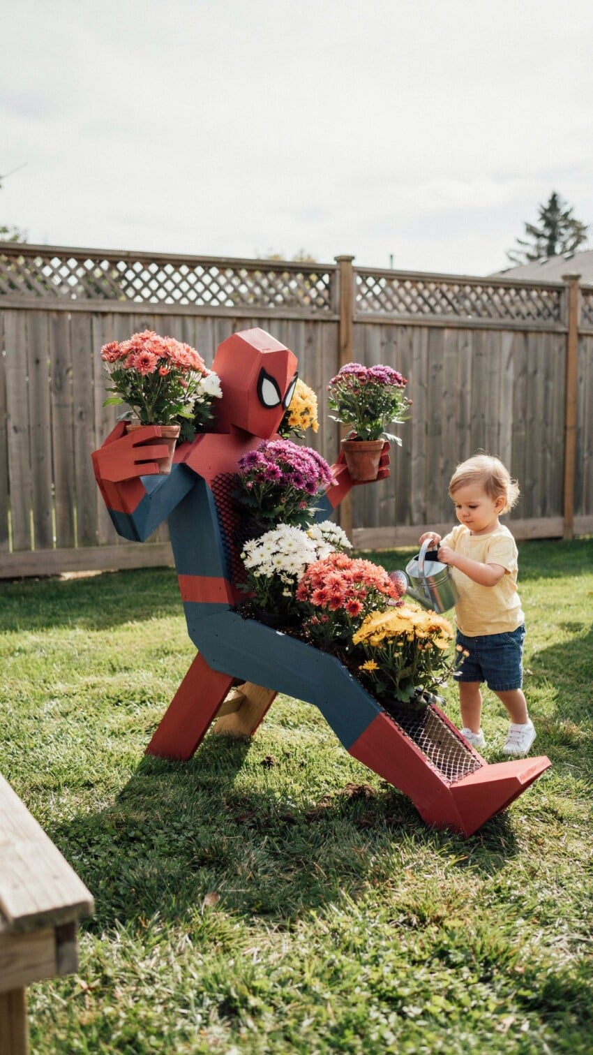 DIY Spider-Man Wood Planter for Kids