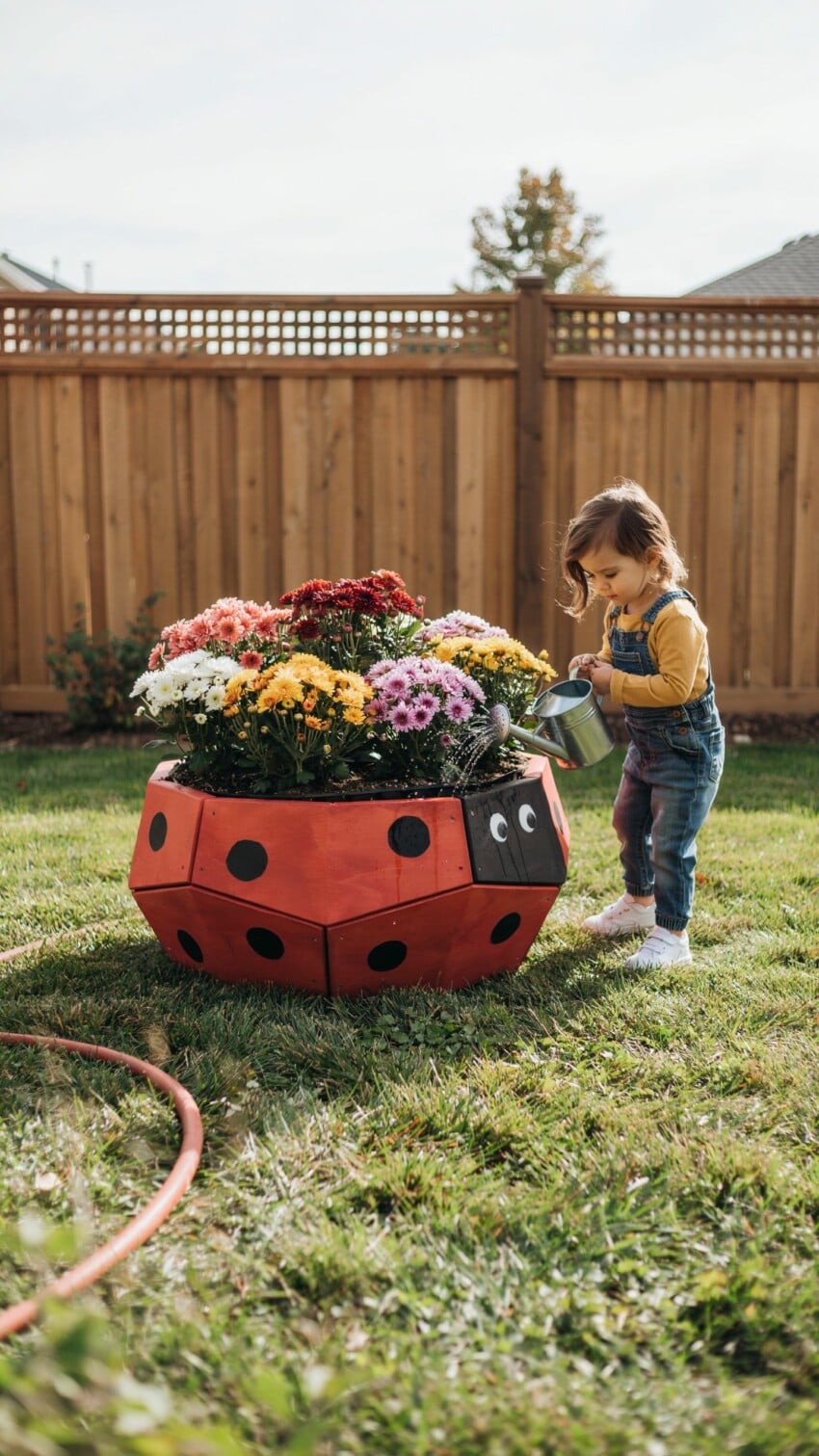 DIY Ladybug Wood Planter for Toddlers