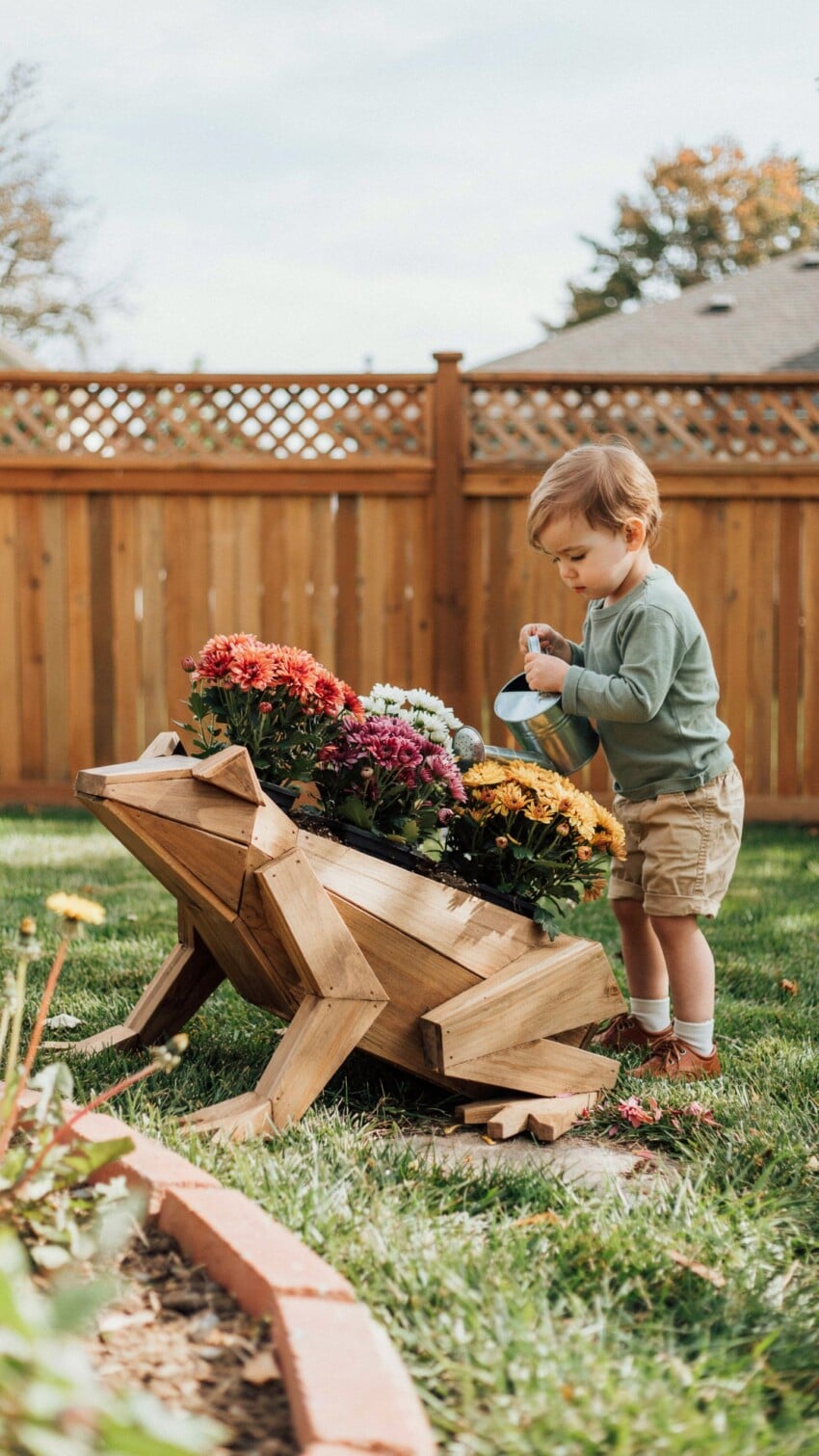DIY Frog Wood Planter for Kids