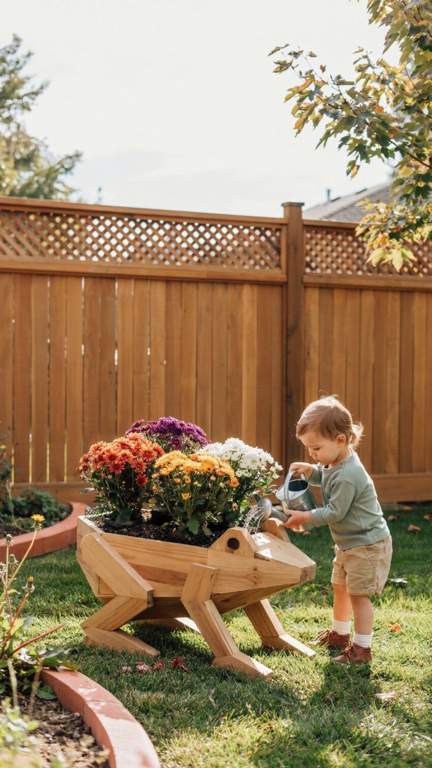 DIY Frog Wood Planter for Toddlers