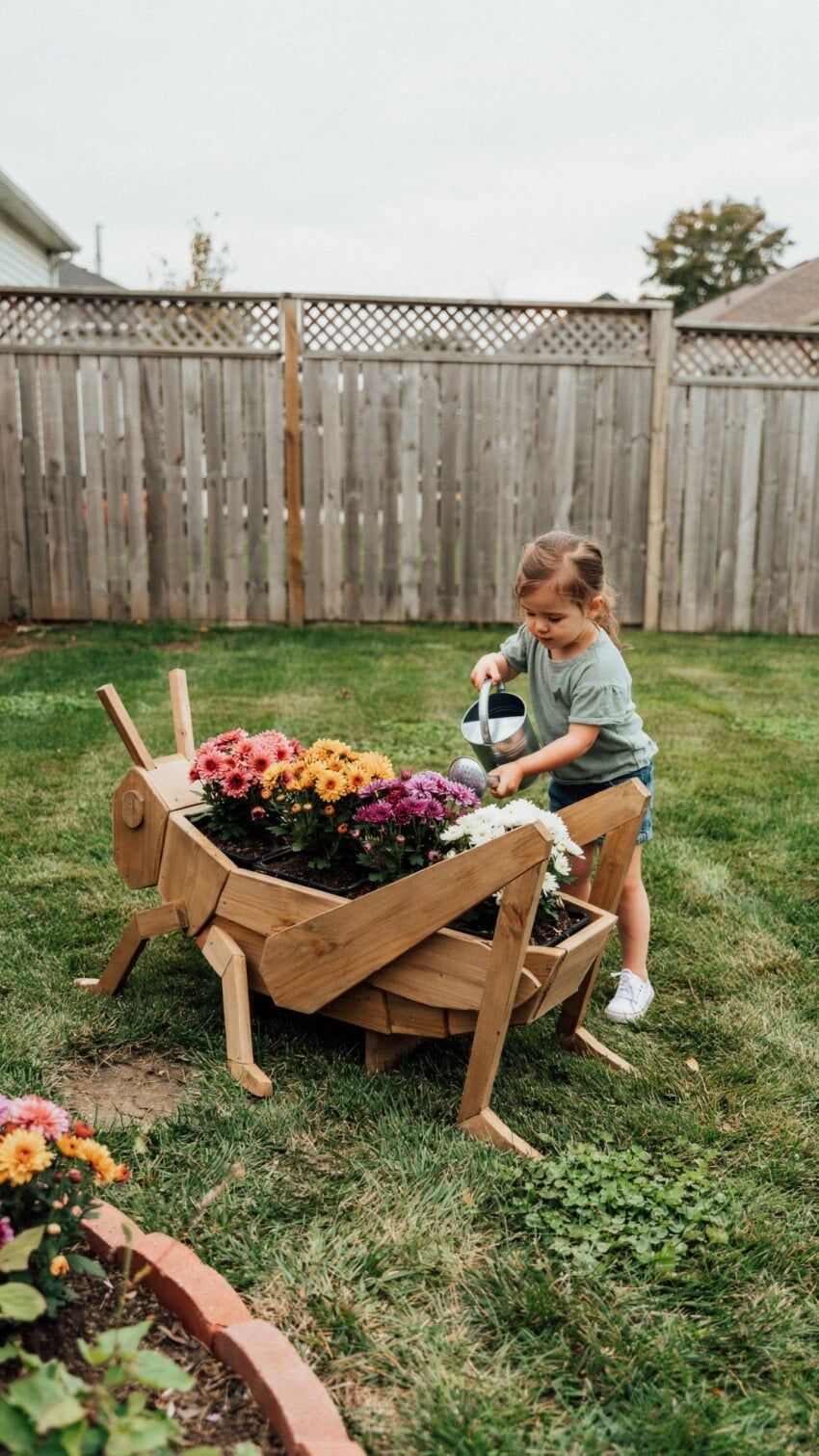 DIY Grasshopper Wood Planter for Kids