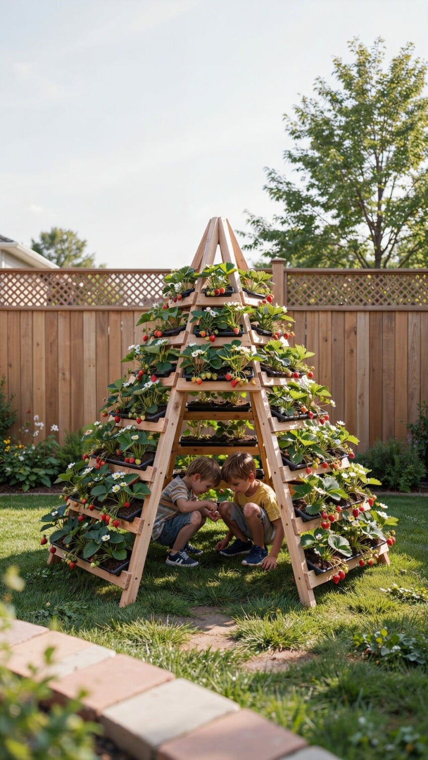 DIY Teepee Strawberry Planter for Kids