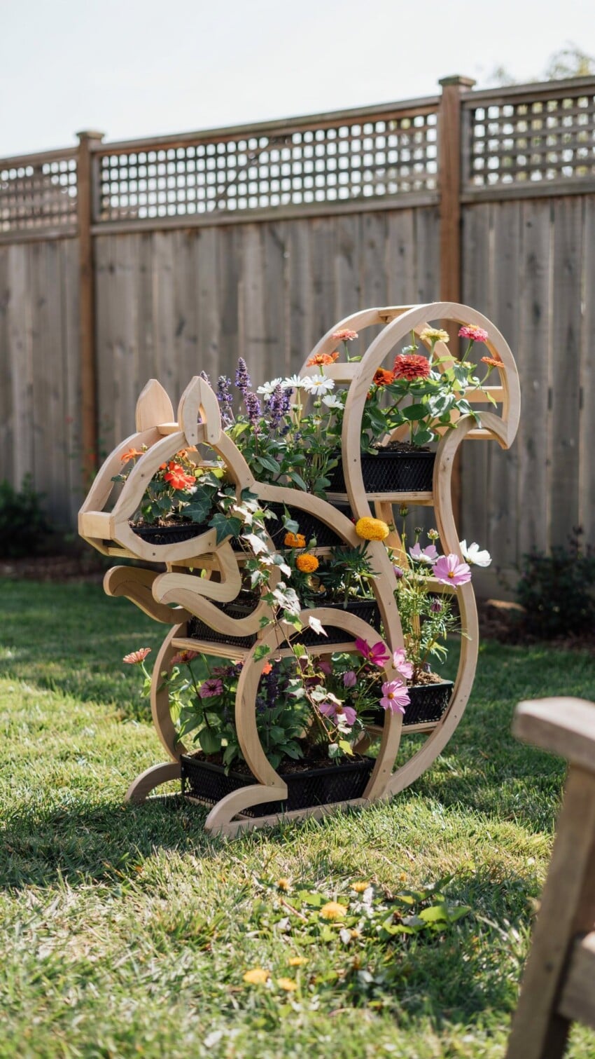 DIY Squirrel Shaped Wood Planter for Kids