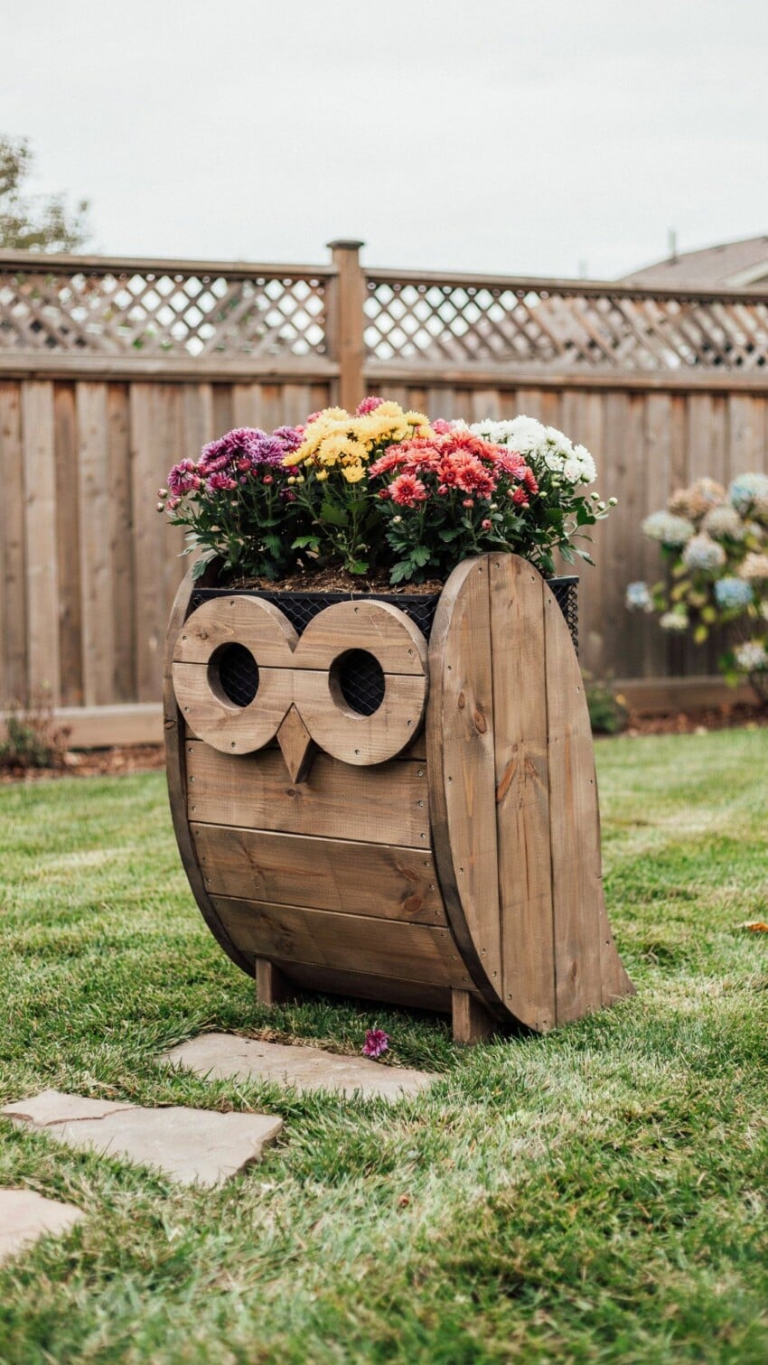 DIY Owl Shaped Wood Planter for Kids