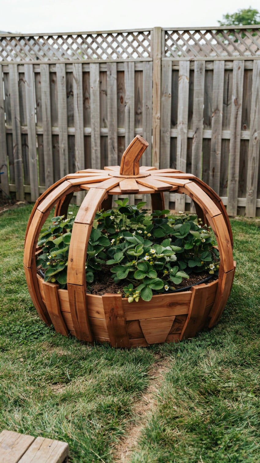 DIY Pumpkin Shaped Wood Planter for Kids