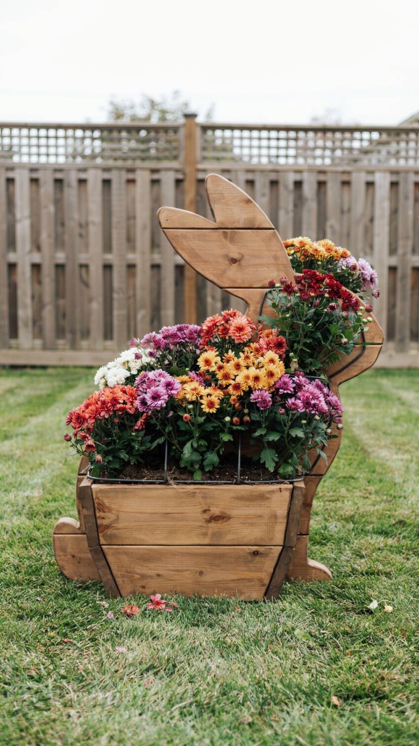 DIY Easter Bunny Shaped Wood Planter for Kids