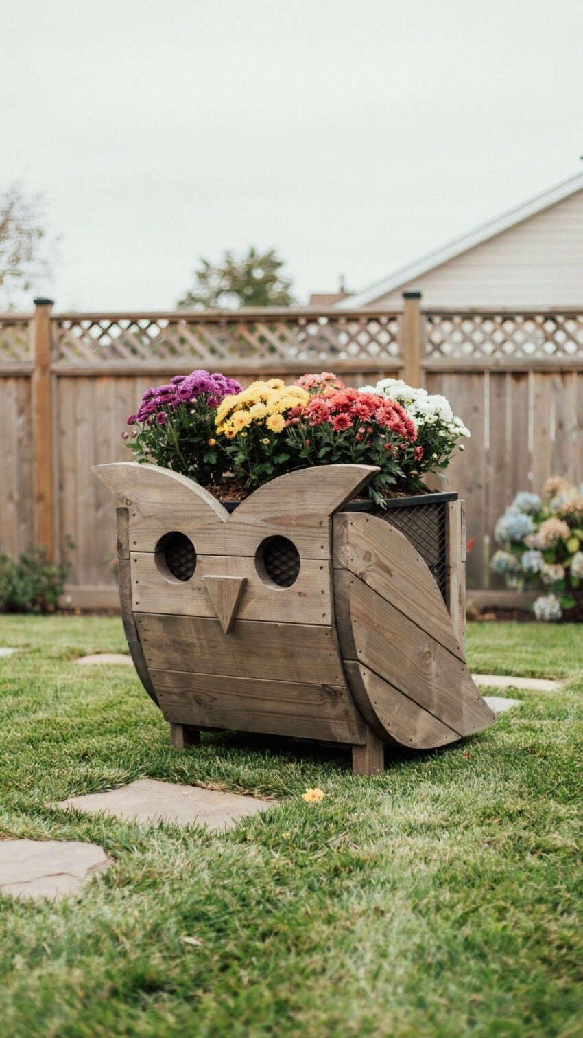 DIY Owl Wood Planter for Kids