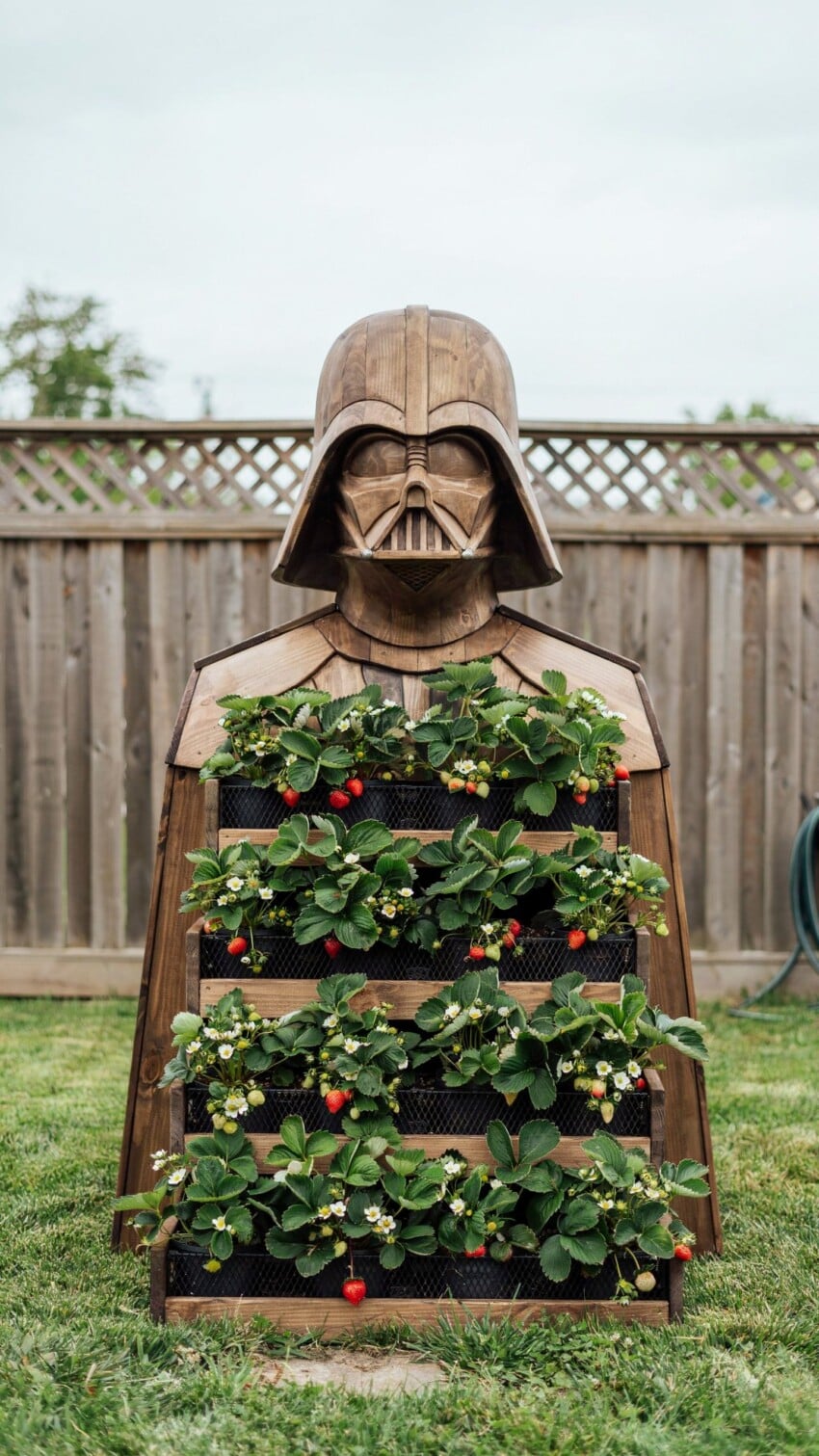 DIY Darth Vader Shaped Wood Planter for Star Wars movie fans