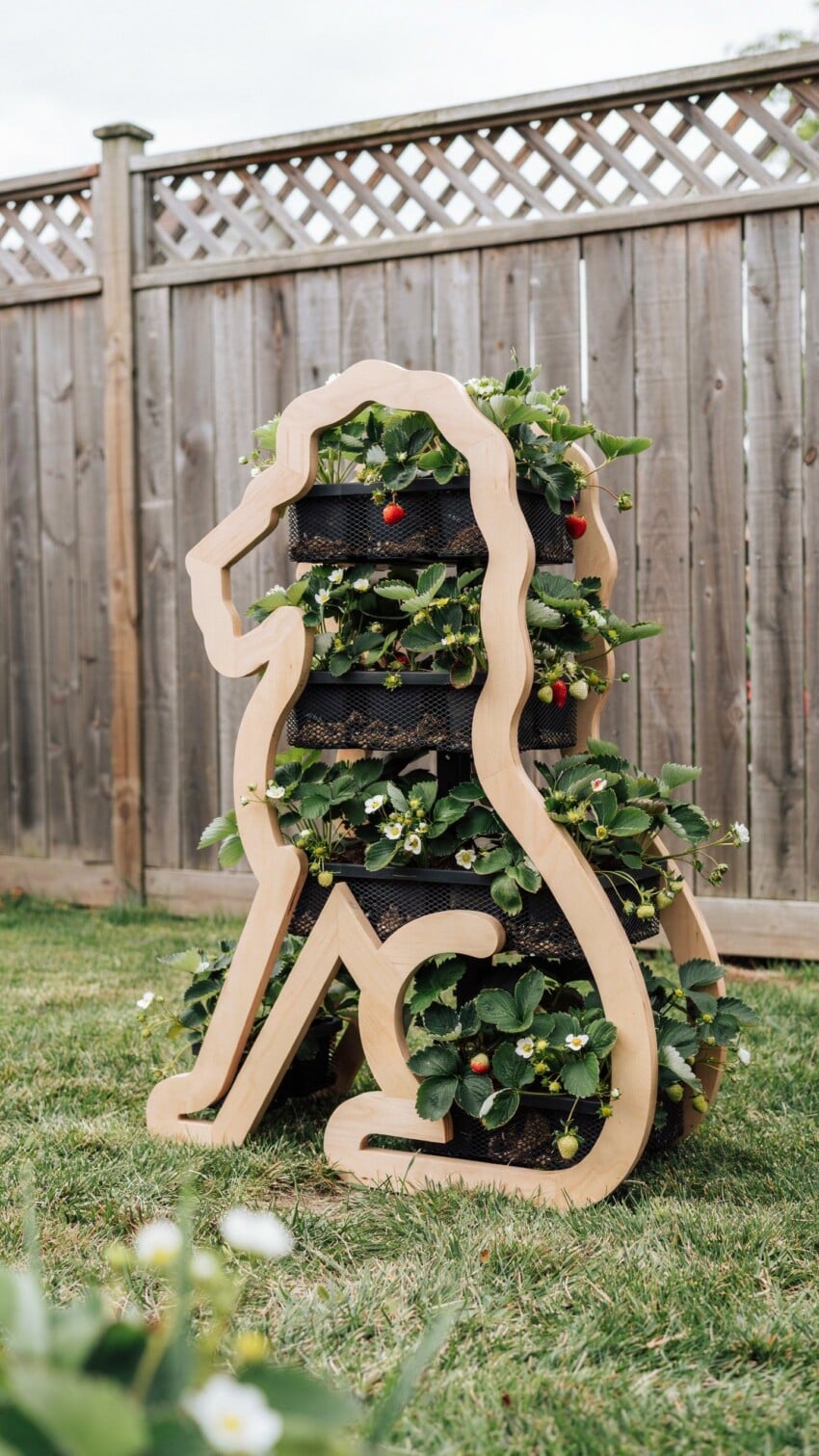 DIY Lion King Shaped Wood Strawberry Planter for Kids
