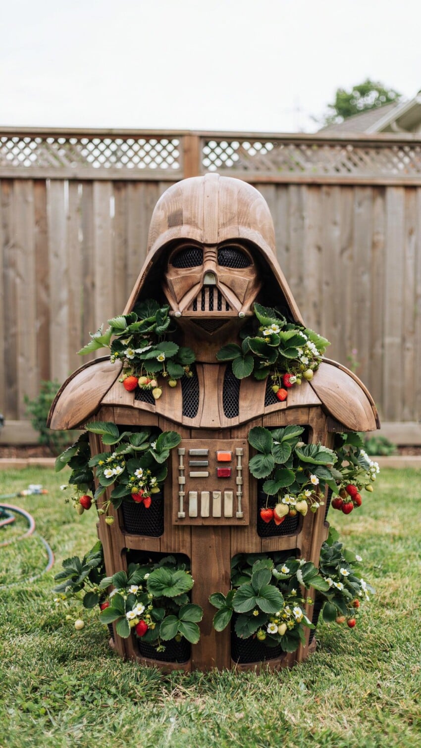 Darth Vader Strawberry Wood Planter for Daddy