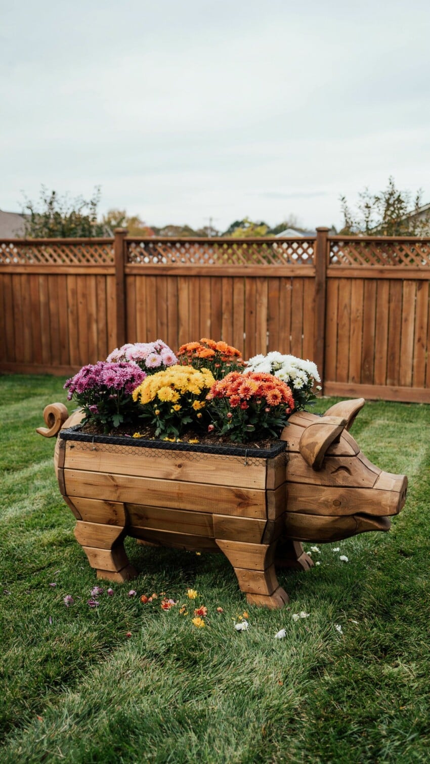 DIY Pig Shaped Wood Planter for Kids