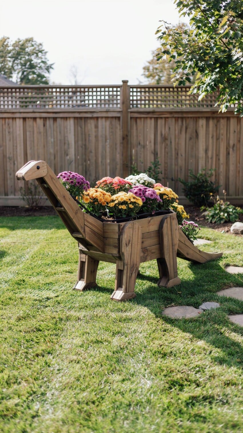 DIY Brontosaurus Wood Planter for Kids