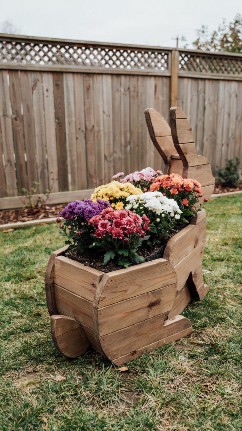 DIY Sitting Bunny Wood Planter for Kids