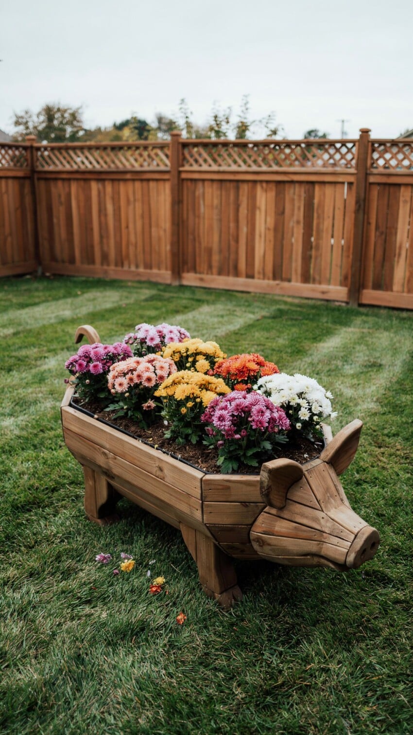 DIY Cedar Pig Wood Planter for Kids
