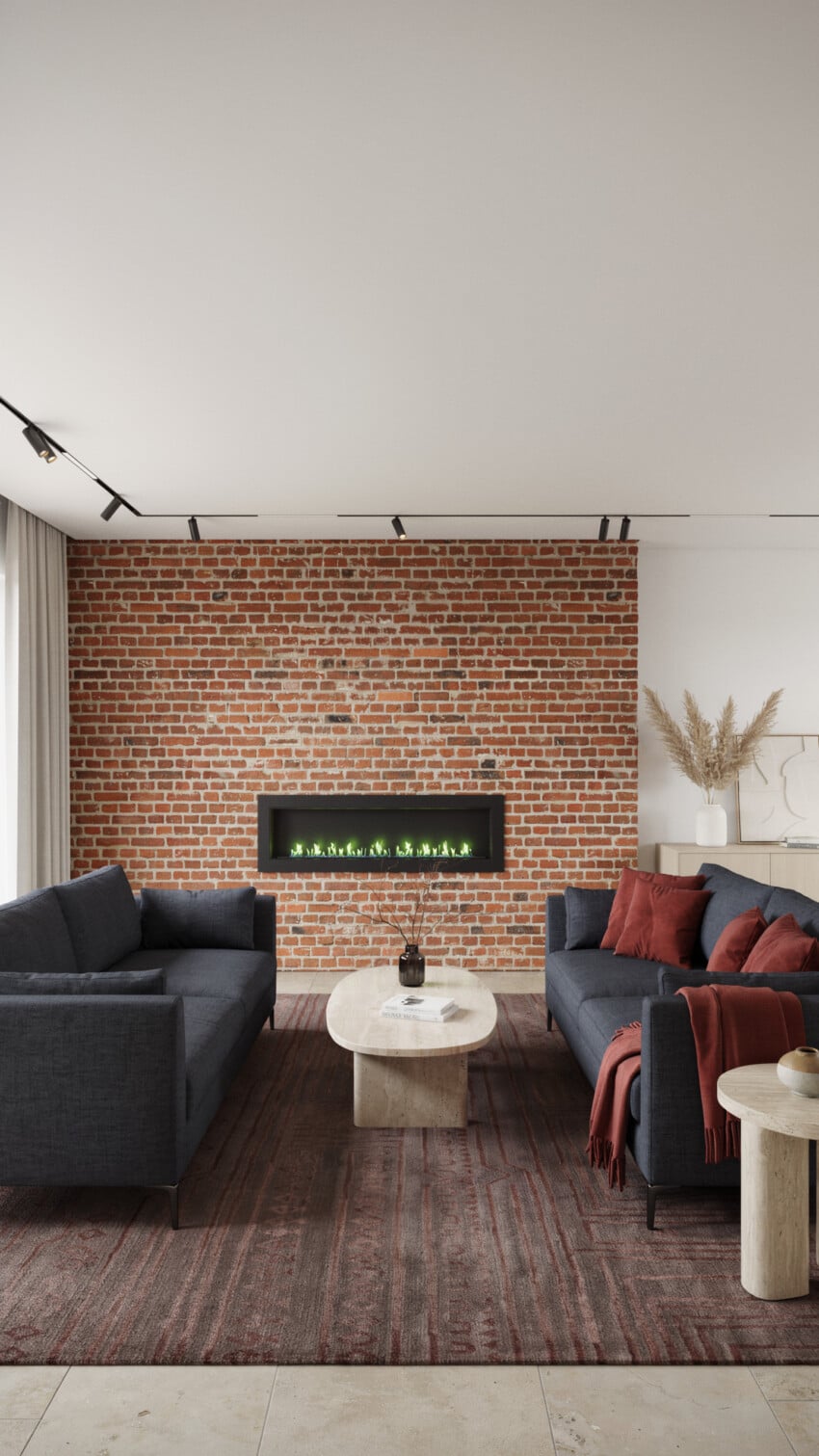 Small Exposed Brick Fireplace Wall