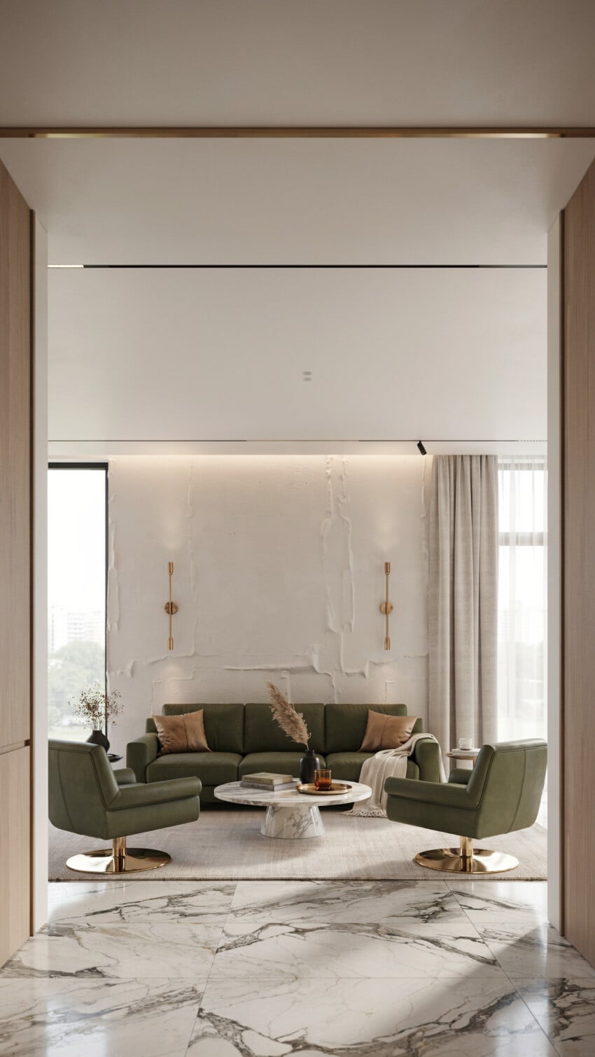 Small Living Room with Textured Plaster Wall