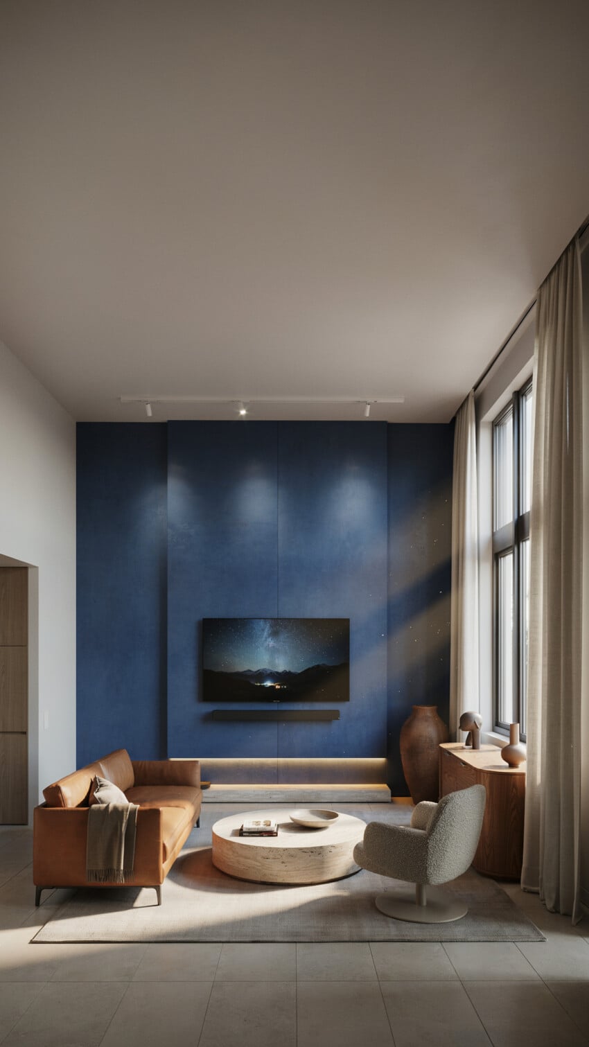 Small Living Room Navy Accent Wall