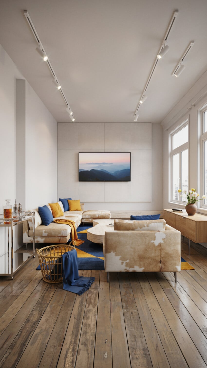 Small Living Room With Cowhide Furniture